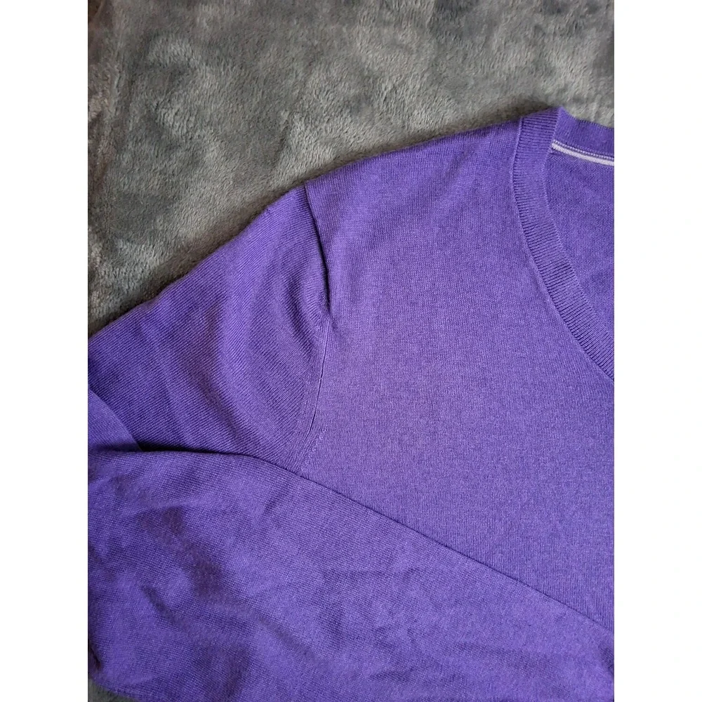 Banana Republic Luxury‎ Blend VNeck Sweater Mens Lg Purple Silk Cashmere/Cotton